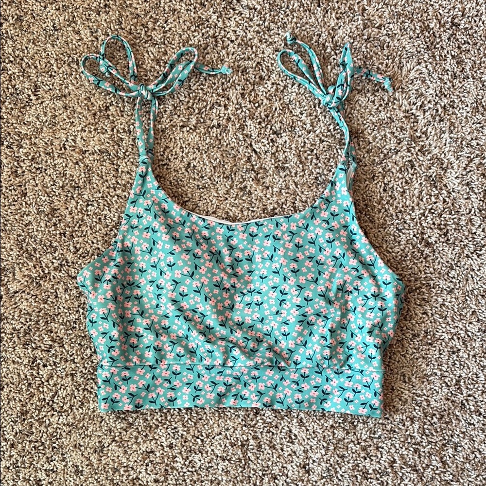 Limericki Pink and Teal Floral Women’s Swim Top